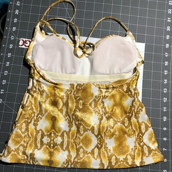 NWT Bongo Swimsuit Halter Top SnakeReptile Animal Print Gold Yellow White SZ S - Picture 11 of 16
